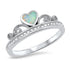White Heart Opal Tiara Ring – 925 Sterling Silver Crown Ring with CZ Accents for Women