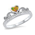 Black Heart Opal Tiara Ring – 925 Sterling Silver Crown Ring with CZ Stones for Women