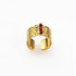 Adjustable Wide Nature Stone Ring – Minimalist 18K Gold Plated Stainless Steel Band with Natural Gemstone Inlay