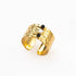 Adjustable Wide Nature Stone Ring – Minimalist 18K Gold Plated Stainless Steel Band with Natural Gemstone Inlay