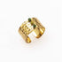 Adjustable Wide Nature Stone Ring – Minimalist 18K Gold Plated Stainless Steel Band with Natural Gemstone Inlay