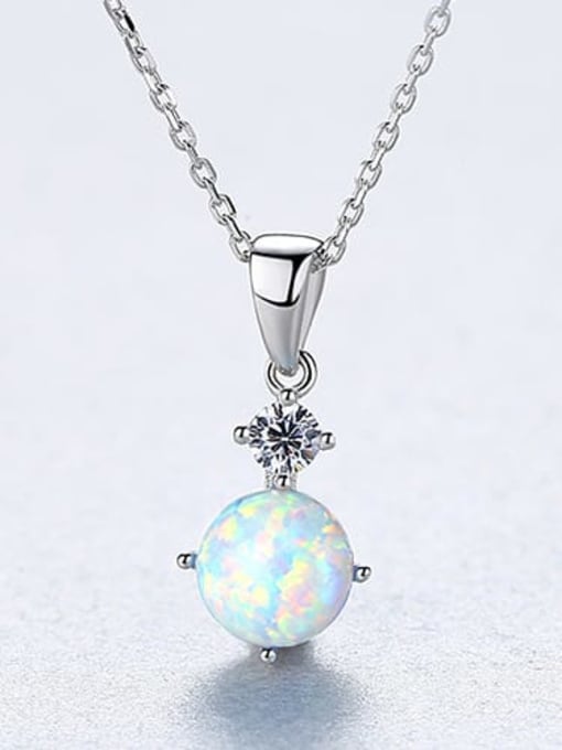 925 Sterling Silver Two-Stone Opal & CZ Pendant Necklace – Vertical Drop Design in White or Blue Opal