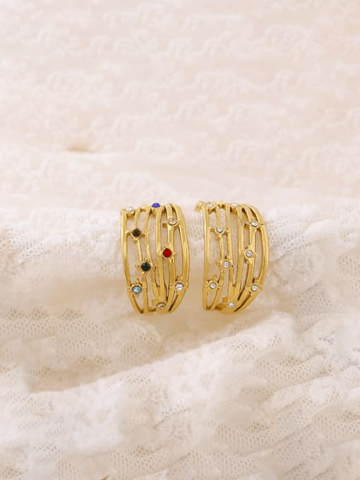 Adjustable Gold Stainless Steel Hip Hop CZ Ring – Stackable Statement Band with Clear or Multi-Color Stones for Women