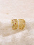 Adjustable Gold Stainless Steel Hip Hop CZ Ring – Stackable Statement Band with Clear or Multi-Color Stones for Women
