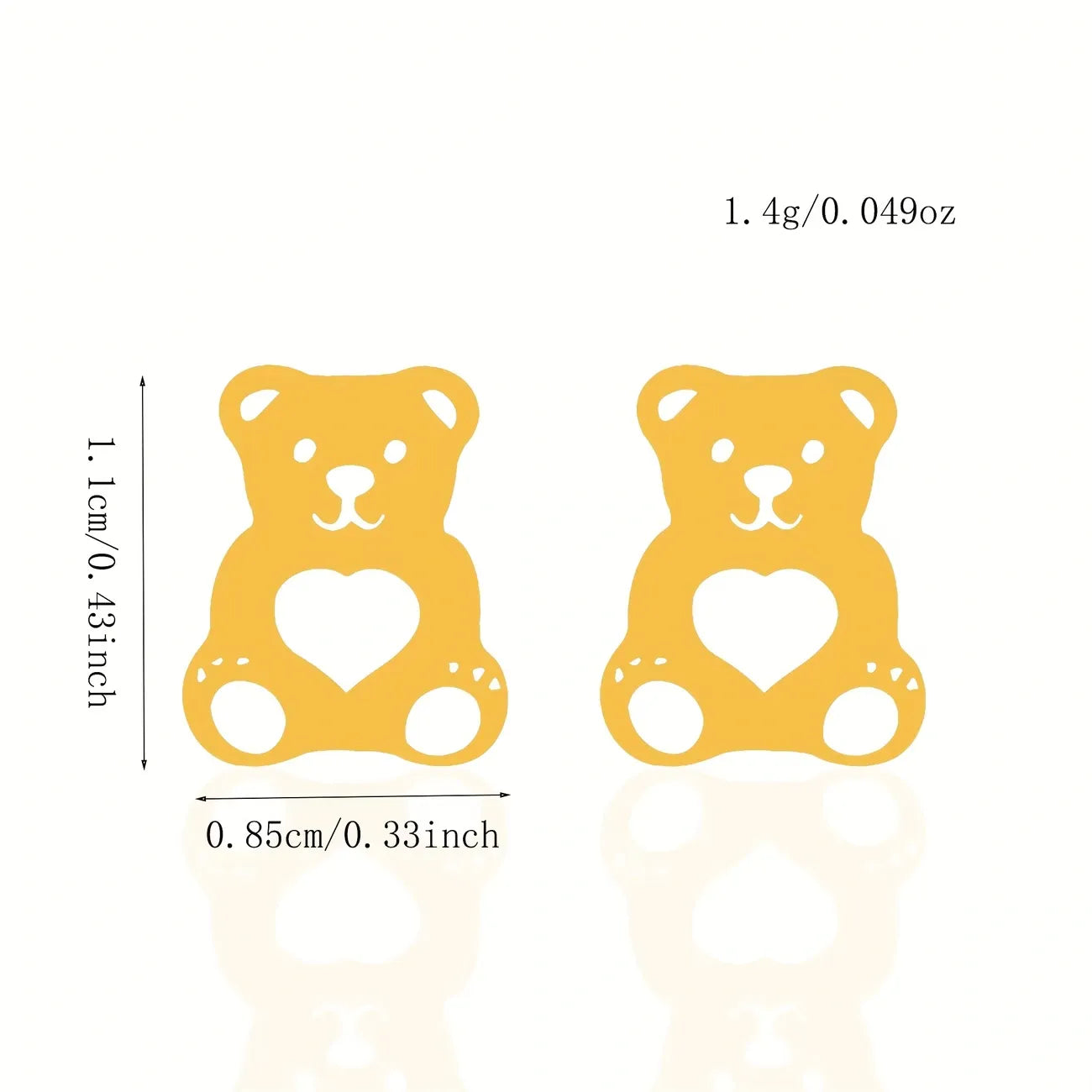Cute Bear Heart Stud Earrings for Women 316 Stainless Steel Animal Earrings Minimalist Daily Jewelry