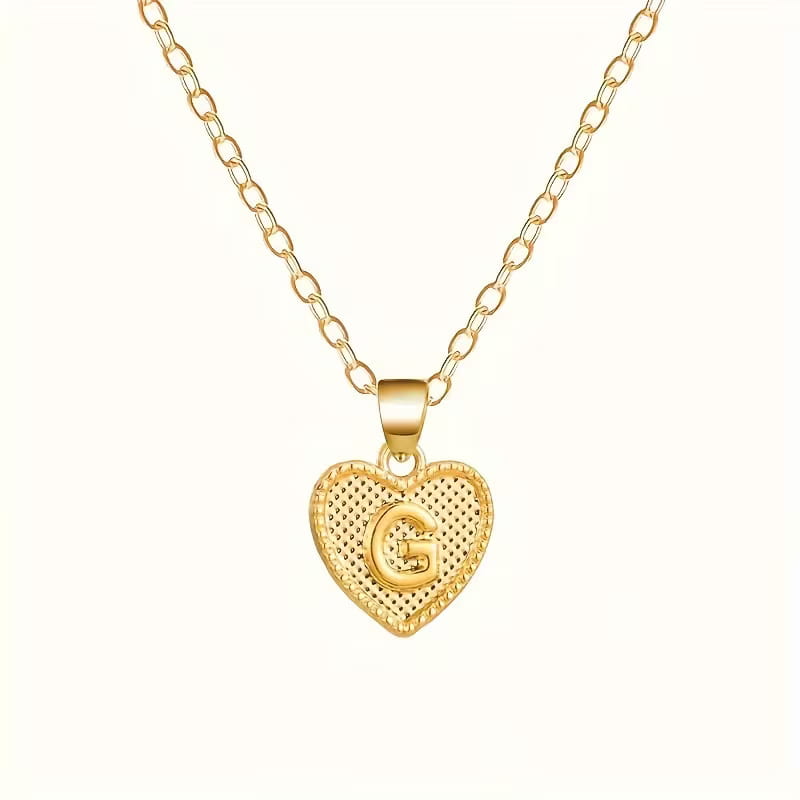 Gold Heart Initial Necklace for Women Stainless Steel Letter Pendant Necklace Personalized Alphabet Jewelry