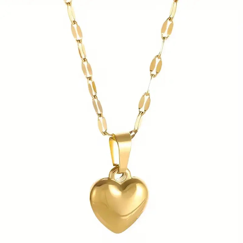 Minimalist Heart Pendant Necklace – Gold Plated Stainless Steel Dainty Necklace for Women, Everyday Jewelry