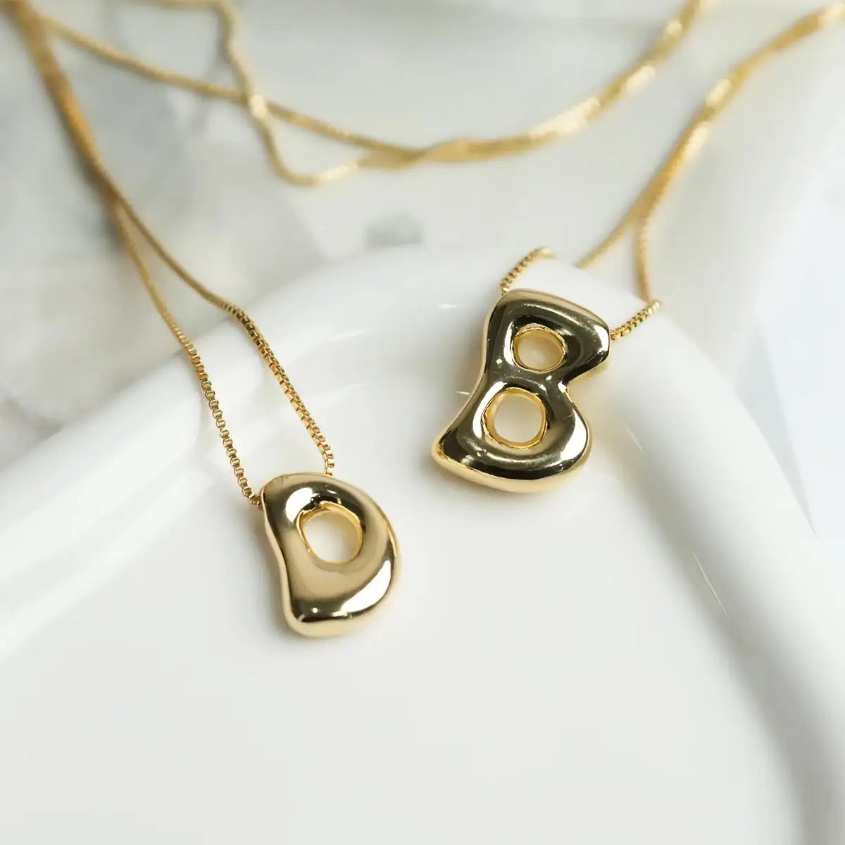 Bubble Letter Pendant Necklace in Stainless Steel – Trendy Minimalist Initial Jewelry for Everyday Style