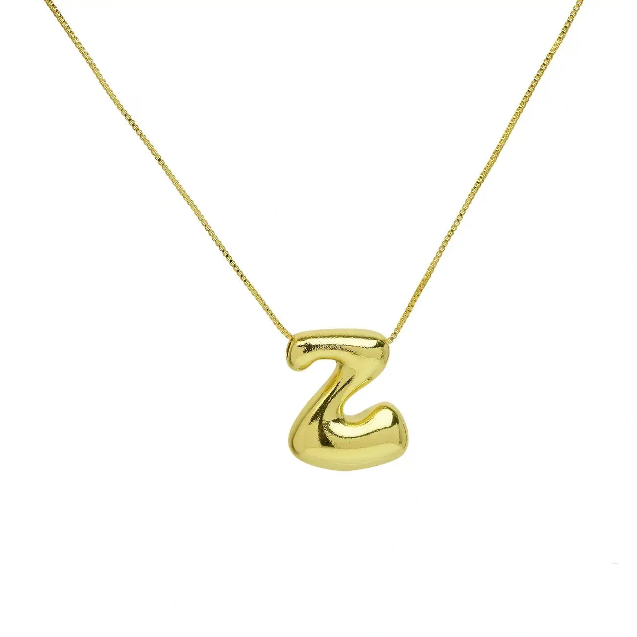 Bubble Letter Pendant Necklace in Stainless Steel – Trendy Minimalist Initial Jewelry for Everyday Style