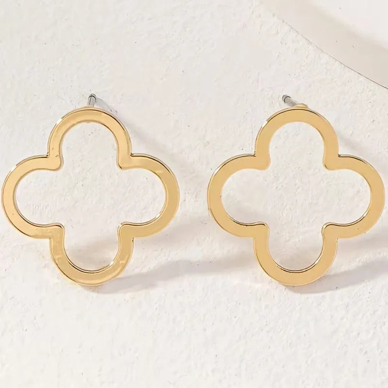 Four Leaf Clover Stud Earrings for Women Stainless Steel Flower Earrings Minimalist Lucky Jewelry Gift