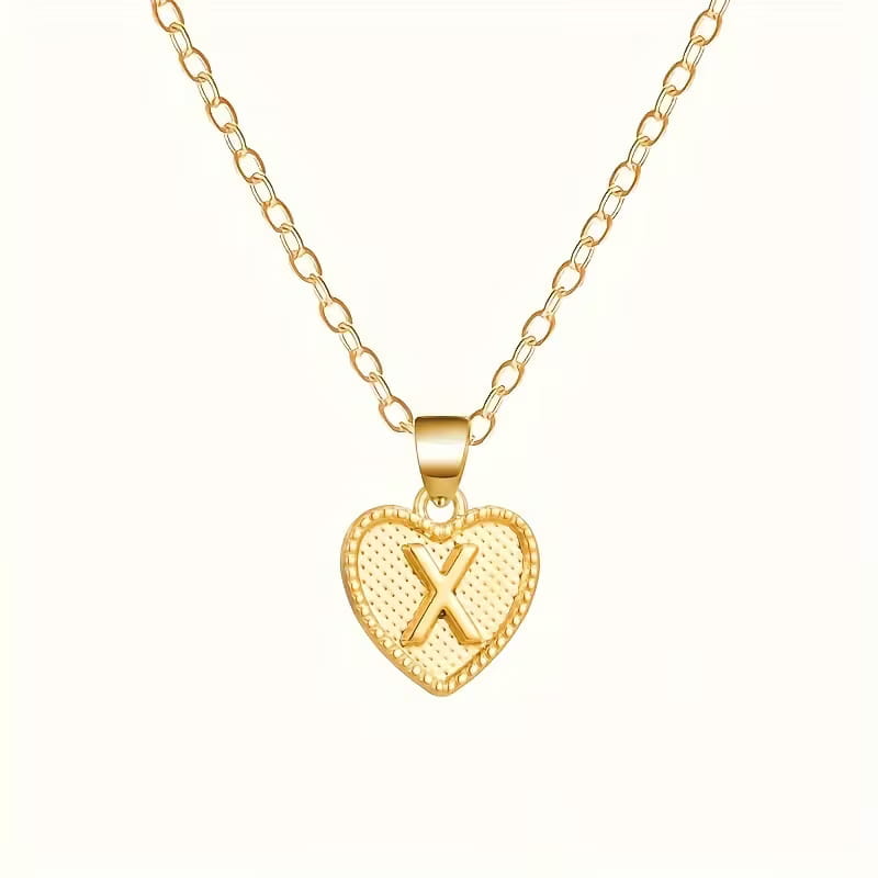 Gold Heart Initial Necklace for Women Stainless Steel Letter Pendant Necklace Personalized Alphabet Jewelry