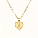 Gold Heart Initial Necklace for Women Stainless Steel Letter Pendant Necklace Personalized Alphabet Jewelry