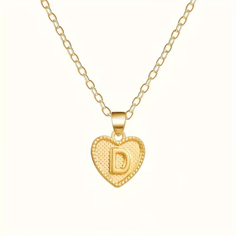 Gold Heart Initial Necklace for Women Stainless Steel Letter Pendant Necklace Personalized Alphabet Jewelry