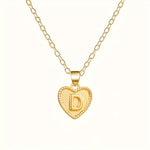 Gold Heart Initial Necklace for Women Stainless Steel Letter Pendant Necklace Personalized Alphabet Jewelry