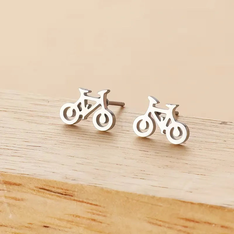 Stainless Steel Bicycle Stud Earrings Set for Women Gift
