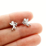 Cupid Angel Stud Earrings for Women Stainless Steel Love Arrow Earrings Minimalist Romantic Jewelry