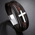 Layered Cross Leather Bracelet with Modern Woven Style