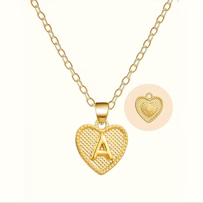 Gold Heart Initial Necklace for Women Stainless Steel Letter Pendant Necklace Personalized Alphabet Jewelry