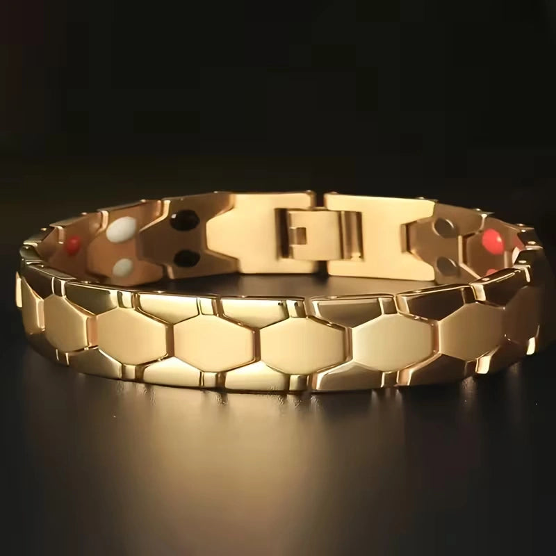 Hex Link Magnetic Bracelet with Modern Two-Tone Style