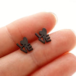 Stainless Steel LOVE Heart Stud Earrings – Cute Minimalist Letter Jewelry for Everyday Romantic Style