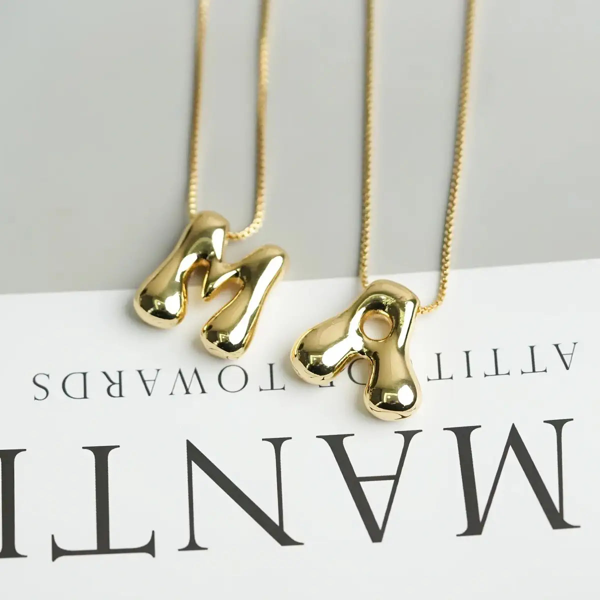 Bubble Letter Pendant Necklace in Stainless Steel – Trendy Minimalist Initial Jewelry for Everyday Style