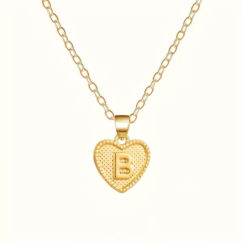 Gold Heart Initial Necklace for Women Stainless Steel Letter Pendant Necklace Personalized Alphabet Jewelry