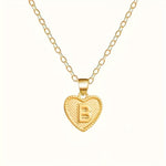 Gold Heart Initial Necklace for Women Stainless Steel Letter Pendant Necklace Personalized Alphabet Jewelry