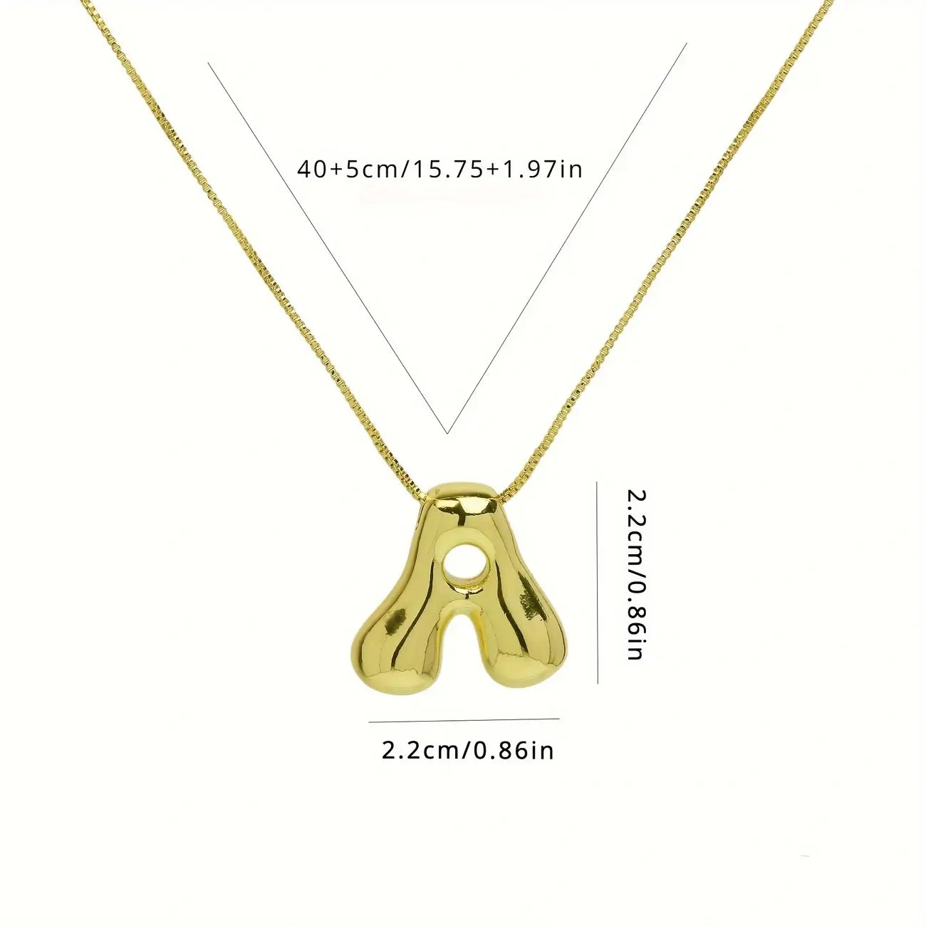 Bubble Letter Pendant Necklace in Stainless Steel – Trendy Minimalist Initial Jewelry for Everyday Style