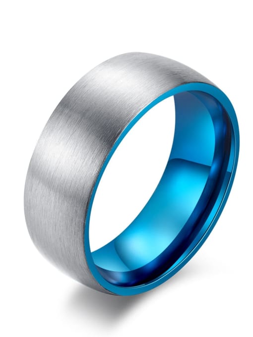 Brushed Matte Titanium Steel Band Ring with Black, Gold, or Blue Interior – Minimalist Men's Wedding Ring