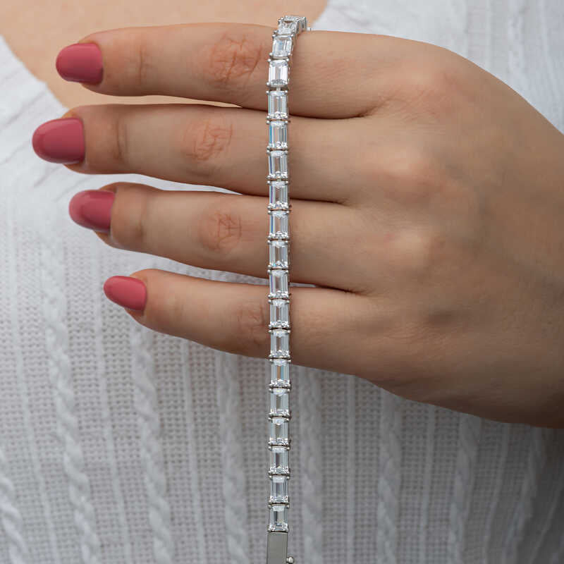 Baguette CZ Tennis Sterling Silver Bracelet with Timeless Sparkle