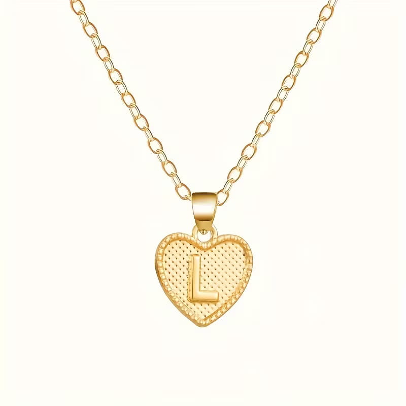 Gold Heart Initial Necklace for Women Stainless Steel Letter Pendant Necklace Personalized Alphabet Jewelry