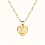 Gold Heart Initial Necklace for Women Stainless Steel Letter Pendant Necklace Personalized Alphabet Jewelry
