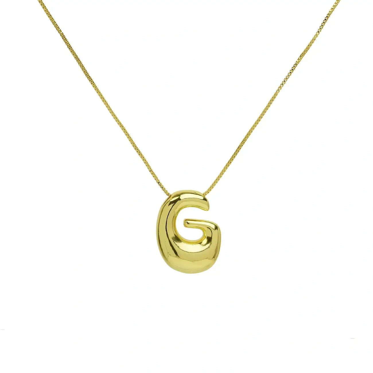 Bubble Letter Pendant Necklace in Stainless Steel – Trendy Minimalist Initial Jewelry for Everyday Style