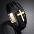 Layered Cross Leather Bracelet with Modern Woven Style