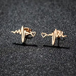 Heartbeat Stethoscope Stud Earrings – Stainless Steel Medical Heart Earrings for Nurses & Doctors