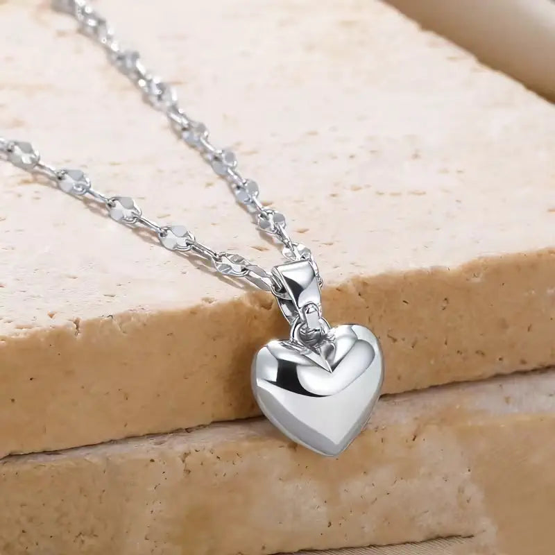 Minimalist Heart Pendant Necklace – Gold Plated Stainless Steel Dainty Necklace for Women, Everyday Jewelry