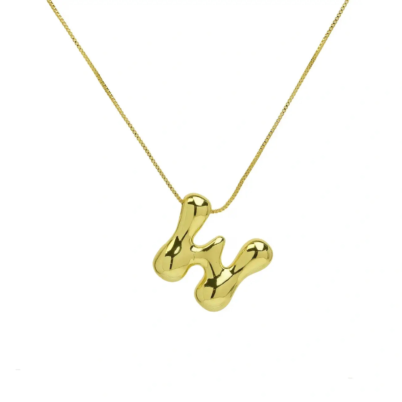 Bubble Letter Pendant Necklace in Stainless Steel – Trendy Minimalist Initial Jewelry for Everyday Style