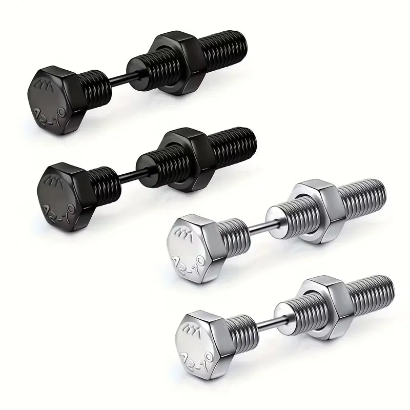 Screw Dumbbell Stud Earrings Stainless Steel Punk Jewelry