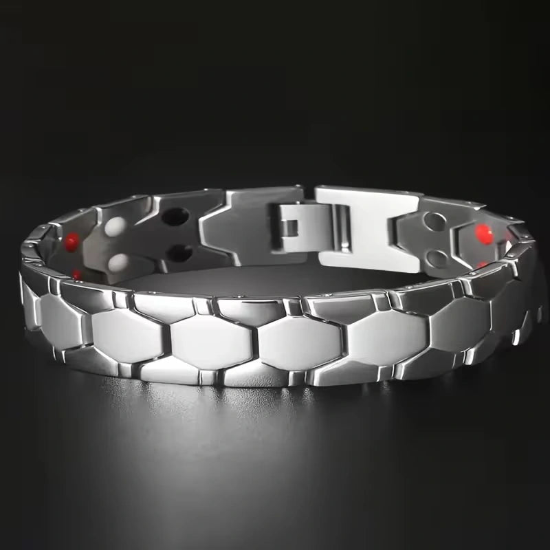 Hex Link Magnetic Bracelet with Modern Two-Tone Style