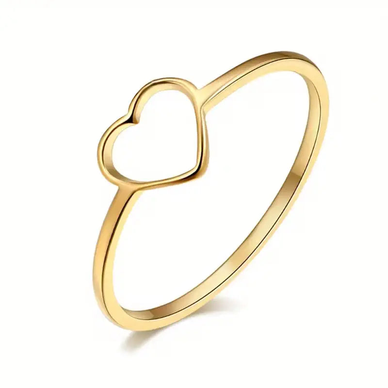 Minimalist Heart Ring – Stainless Steel Open Heart Band Ring for Women, Dainty Everyday Stackable Jewelry