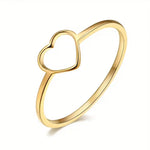 Minimalist Heart Ring – Stainless Steel Open Heart Band Ring for Women, Dainty Everyday Stackable Jewelry