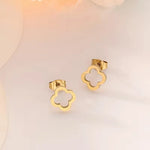 Four Leaf Clover Stud Earrings for Women Stainless Steel Flower Earrings Minimalist Lucky Jewelry Gift