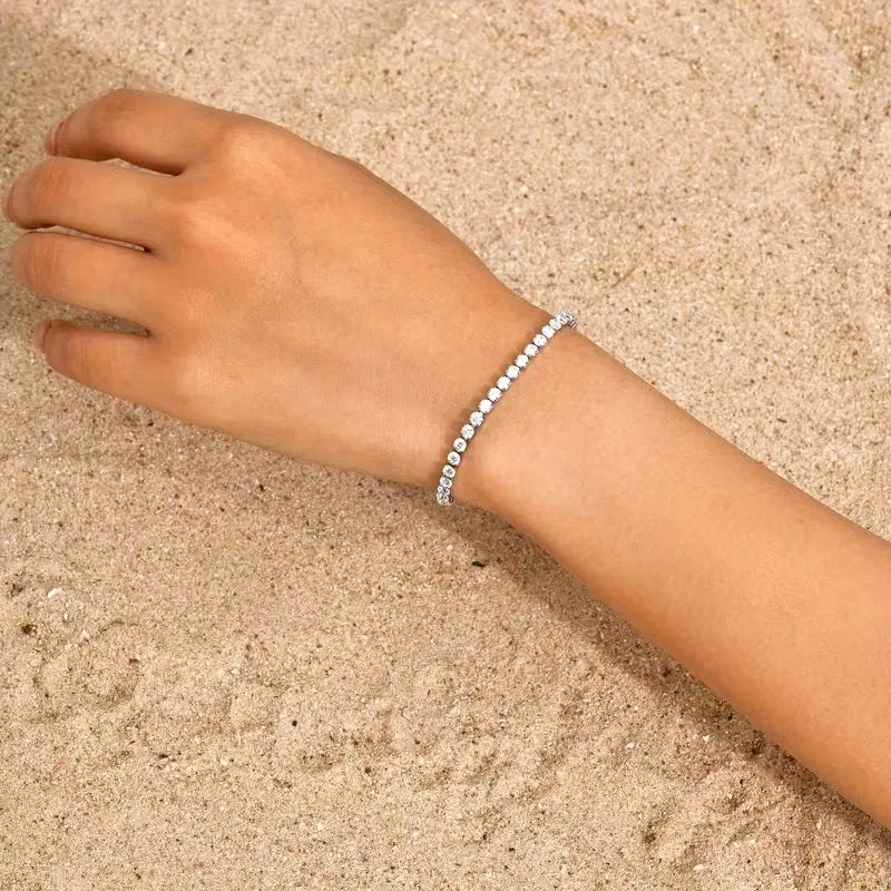 Stainless Steel CZ Tennis Bracelet – Elegant Sparkling Chain Jewelry for Everyday Luxury and Special Occasions