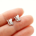 Stainless Steel LOVE Heart Stud Earrings – Cute Minimalist Letter Jewelry for Everyday Romantic Style