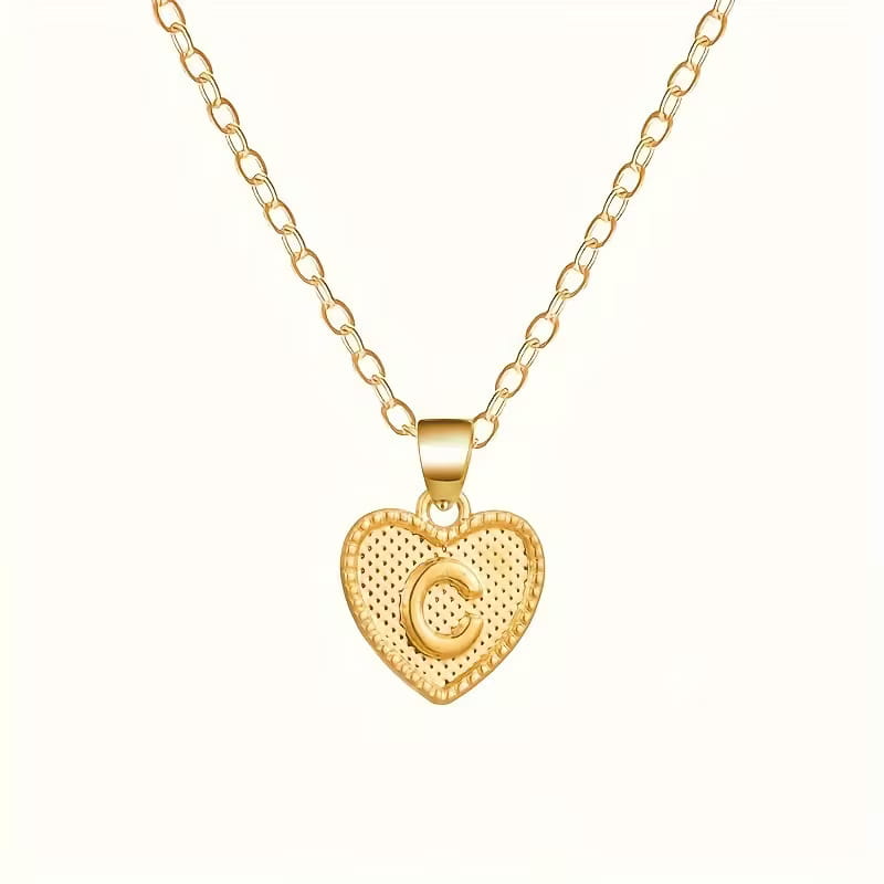 Gold Heart Initial Necklace for Women Stainless Steel Letter Pendant Necklace Personalized Alphabet Jewelry