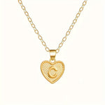 Gold Heart Initial Necklace for Women Stainless Steel Letter Pendant Necklace Personalized Alphabet Jewelry