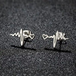 Heartbeat Stethoscope Stud Earrings – Stainless Steel Medical Heart Earrings for Nurses & Doctors