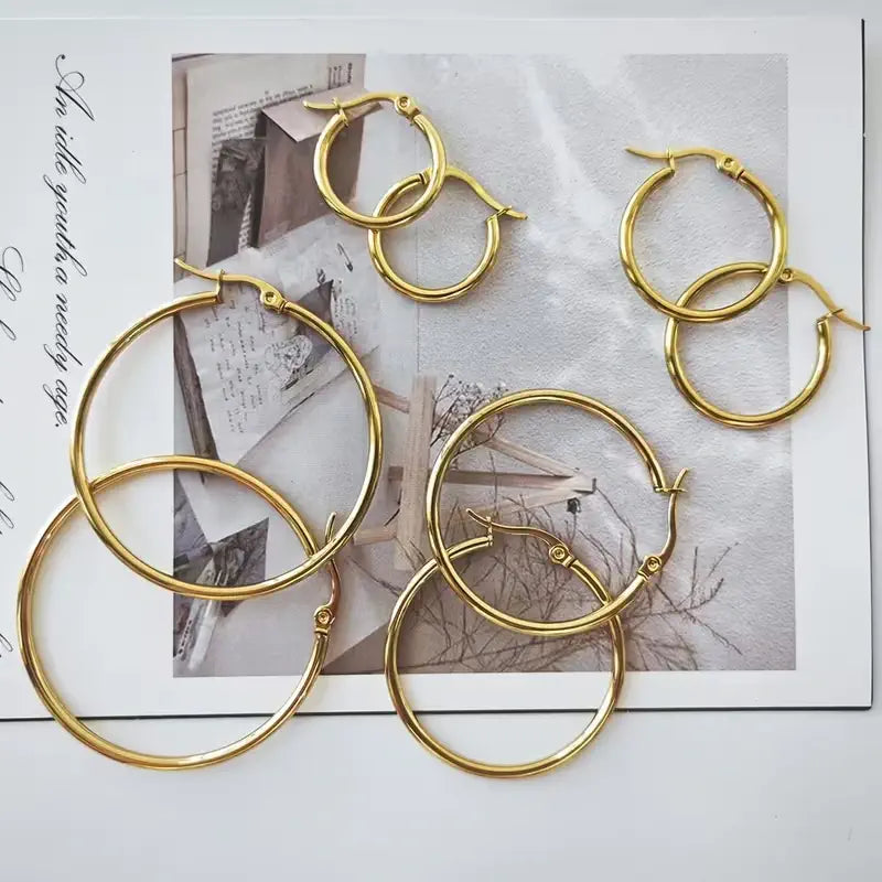 Gold Hoop Earrings for Women Hypoallergenic Round Hoop Earrings Minimalist Statement Jewelry