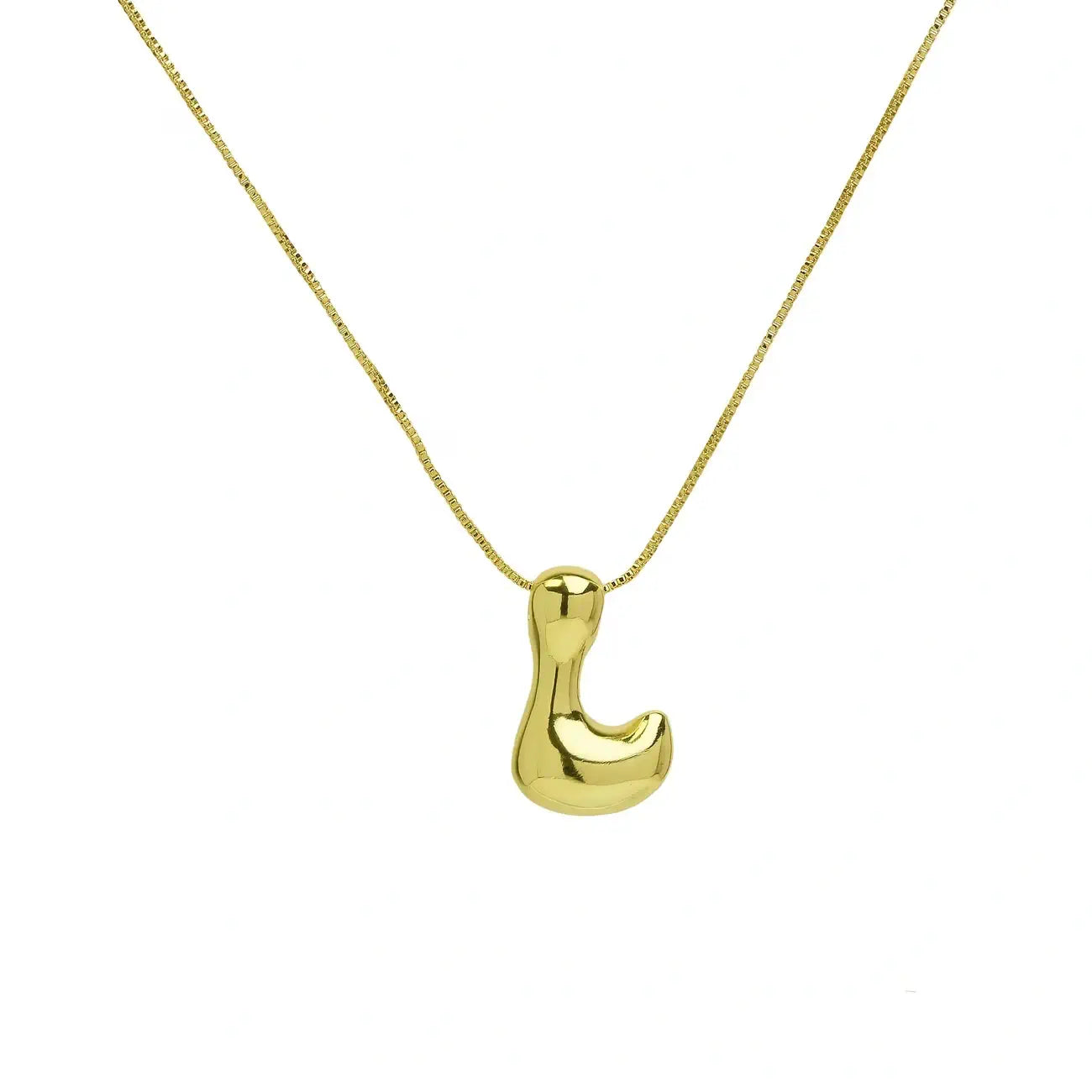 Bubble Letter Pendant Necklace in Stainless Steel – Trendy Minimalist Initial Jewelry for Everyday Style
