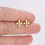 Fleur De Lis Stud Earrings – Stainless Steel Minimalist Earrings for Women, Lightweight Everyday Jewelry